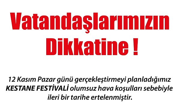 Kestane Festivali Ertelendi