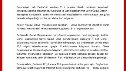 81 İl Başkanı Tek Ses
