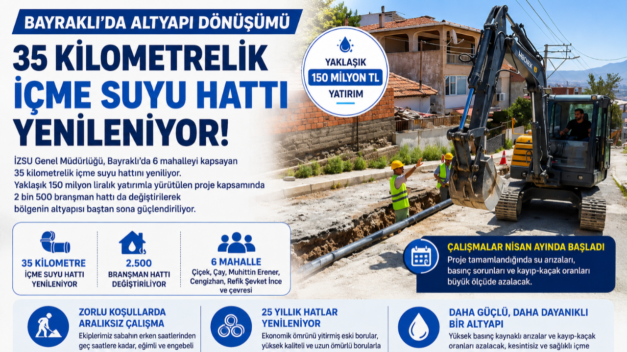 Eski borular sökülüyor, Bayraklı yenileniyor