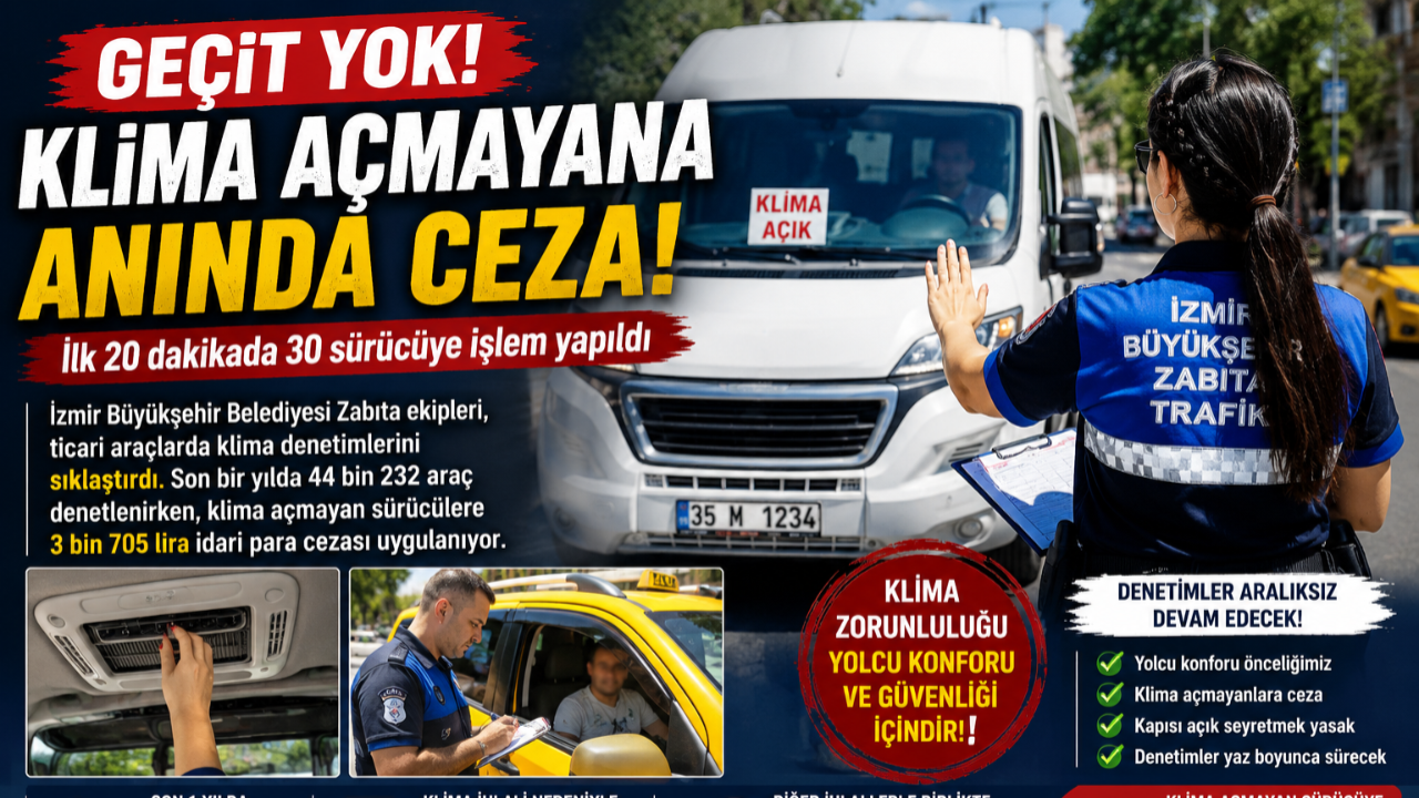 İzmir’de klima açmayan sürücülere geçit yok